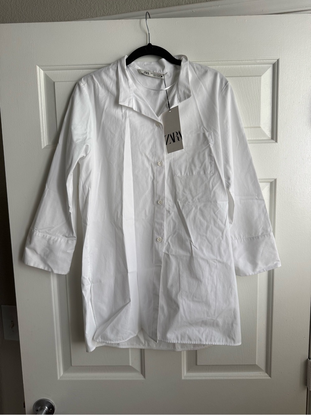 Zara White Relaxed Button-Down Shirt